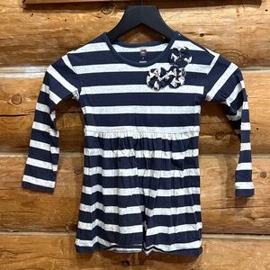 Tea Collection 4 Girls Navy & White Striped Long-Sleeve Dress
